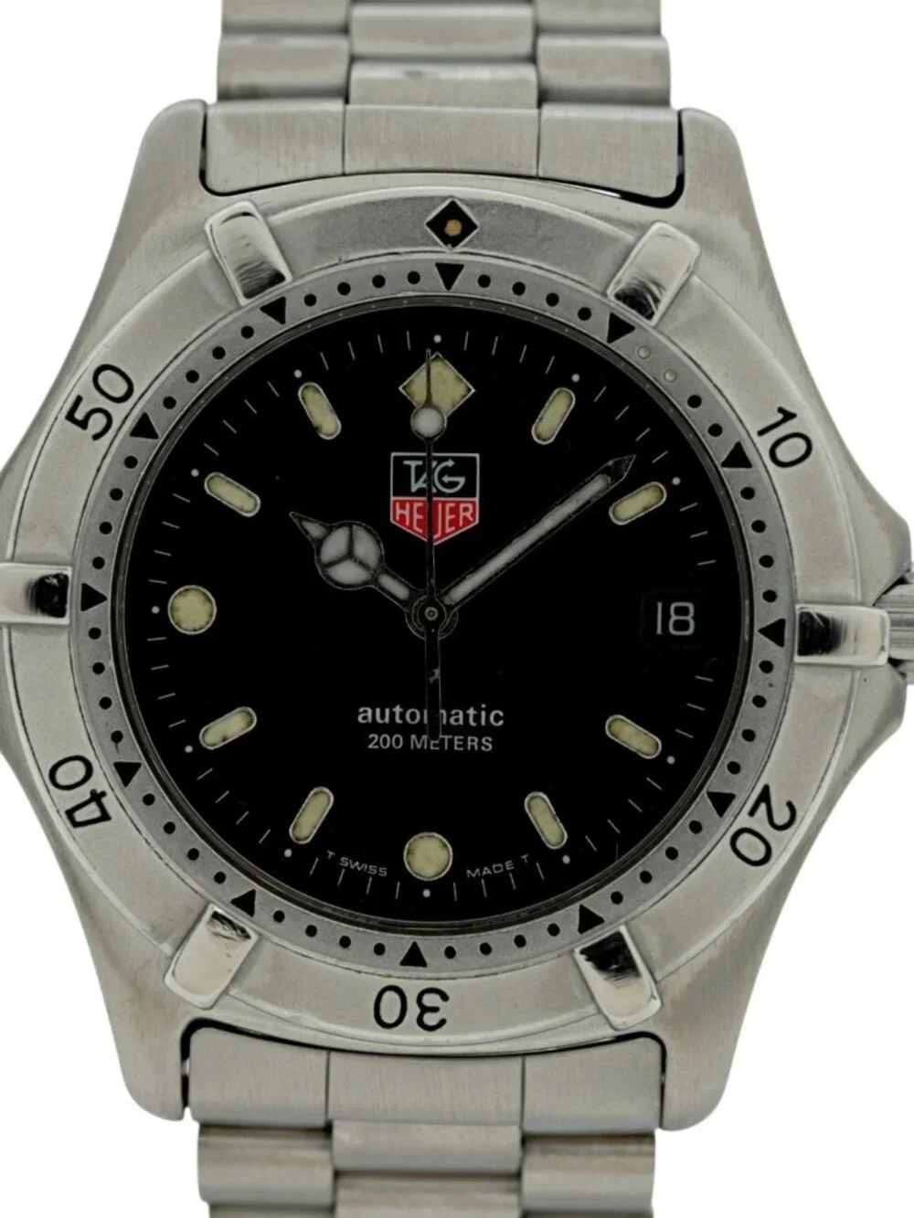 Tag Heuer 37mm Mens Professional 2000 Series Automatic Black Dial Watch 669.206F